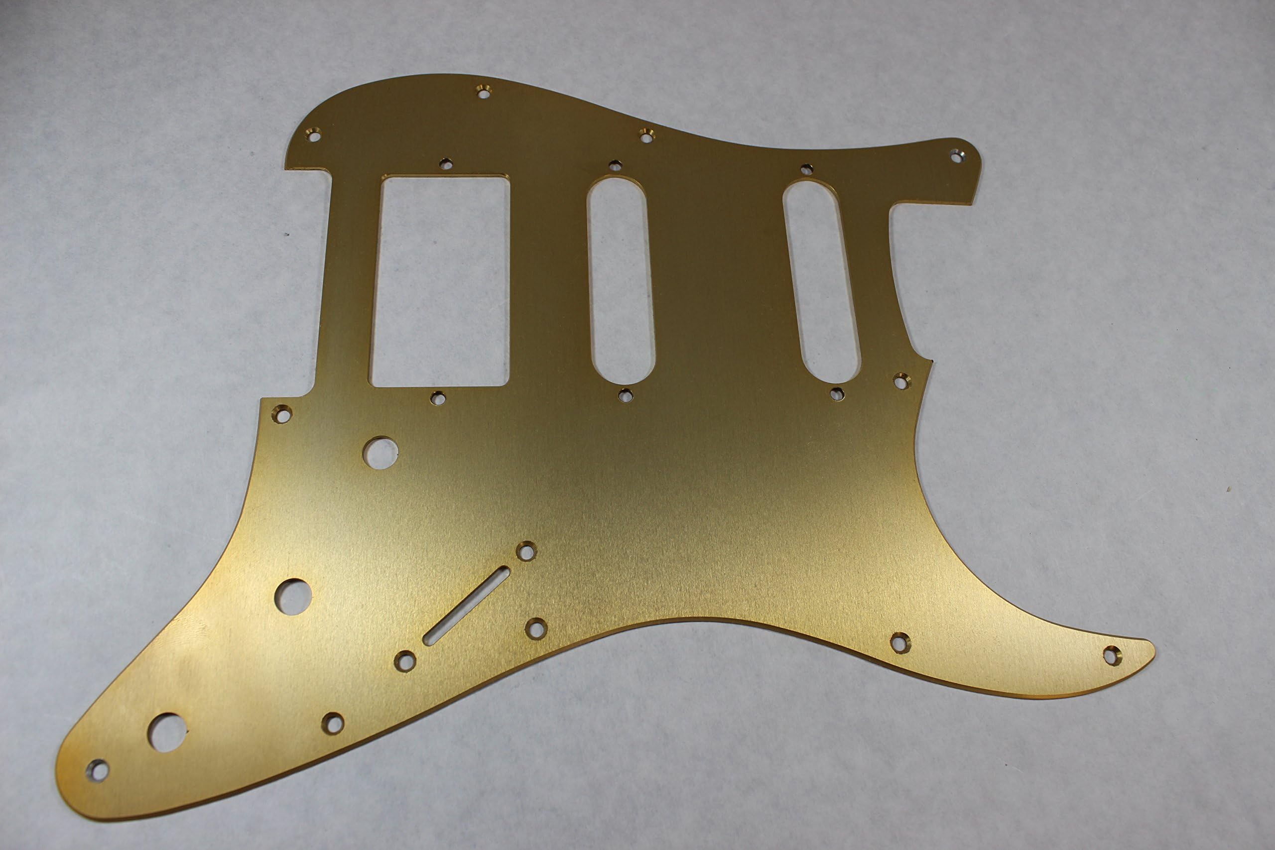 Brushed Gold Anodized Aluminum HSS Strat Pickguard- Fits Fender Stratocaster- USA MADE!