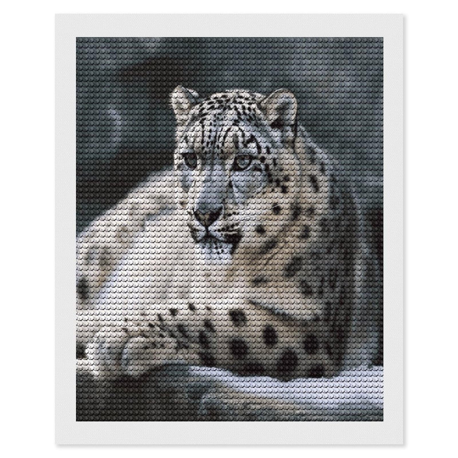 JTREHY Snow Leopard Diamond Art Kits Personalized DIY Round Diamond Painting Kits for Beginner Full Drill Diamonds Dots Paintings for Adults Gem Art Crafts Home Decor