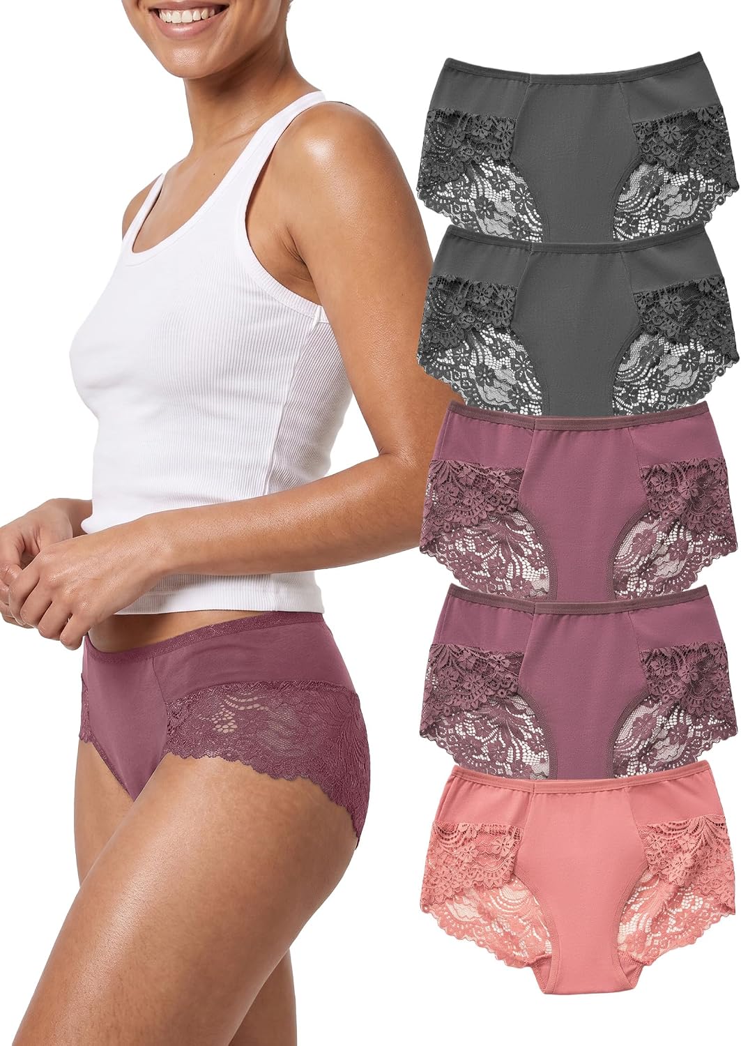 5pcs-grey*2,purple*2,pink*1