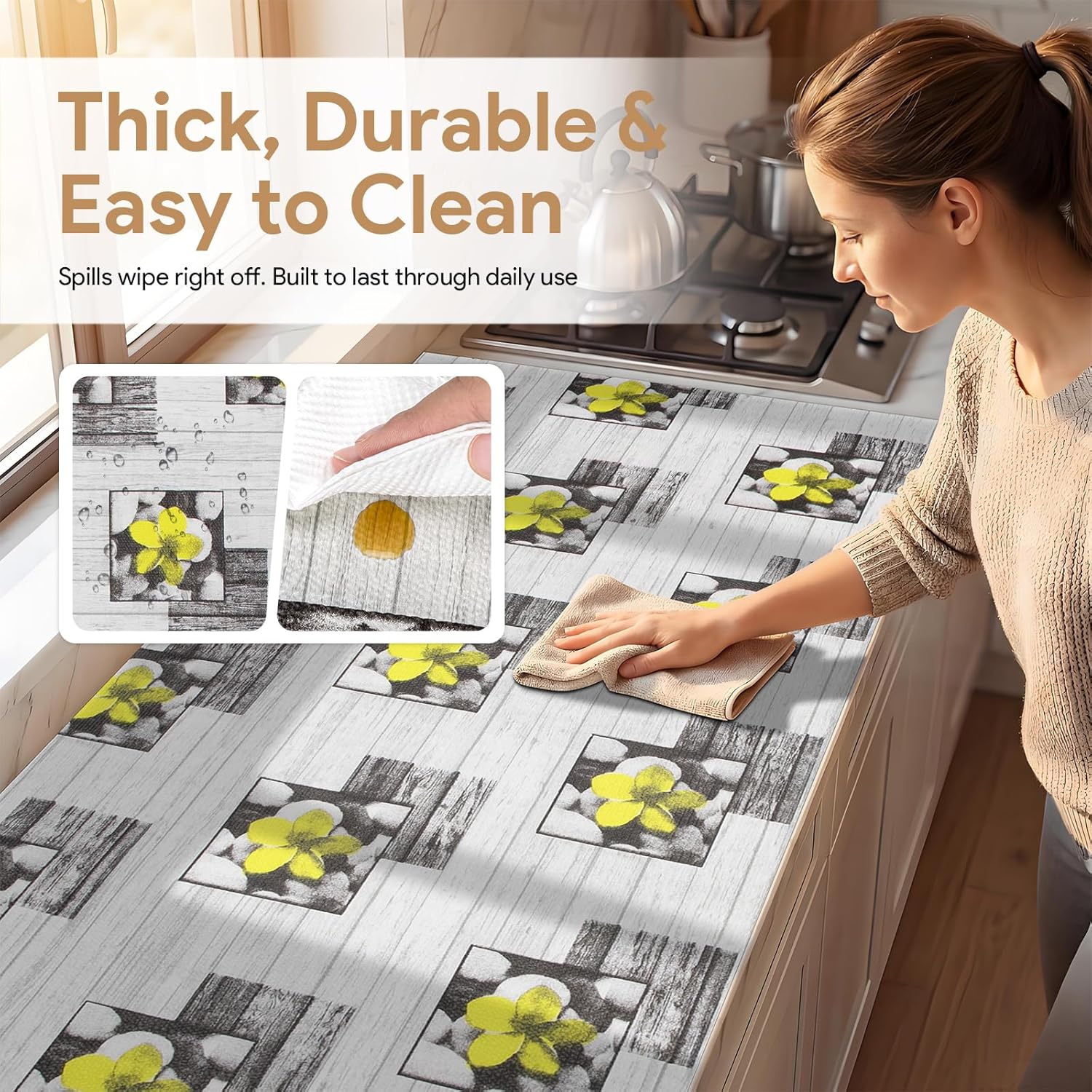 Shelf and Drawer Liner for Kitchen Cabinets 10Rolls*17.7'' X 96'' Non Adhesive Shelf Paper Strong Grip Anti Slip Cabinet Liners for Shelves, Oil-Proof Waterproof Cupboard Liner