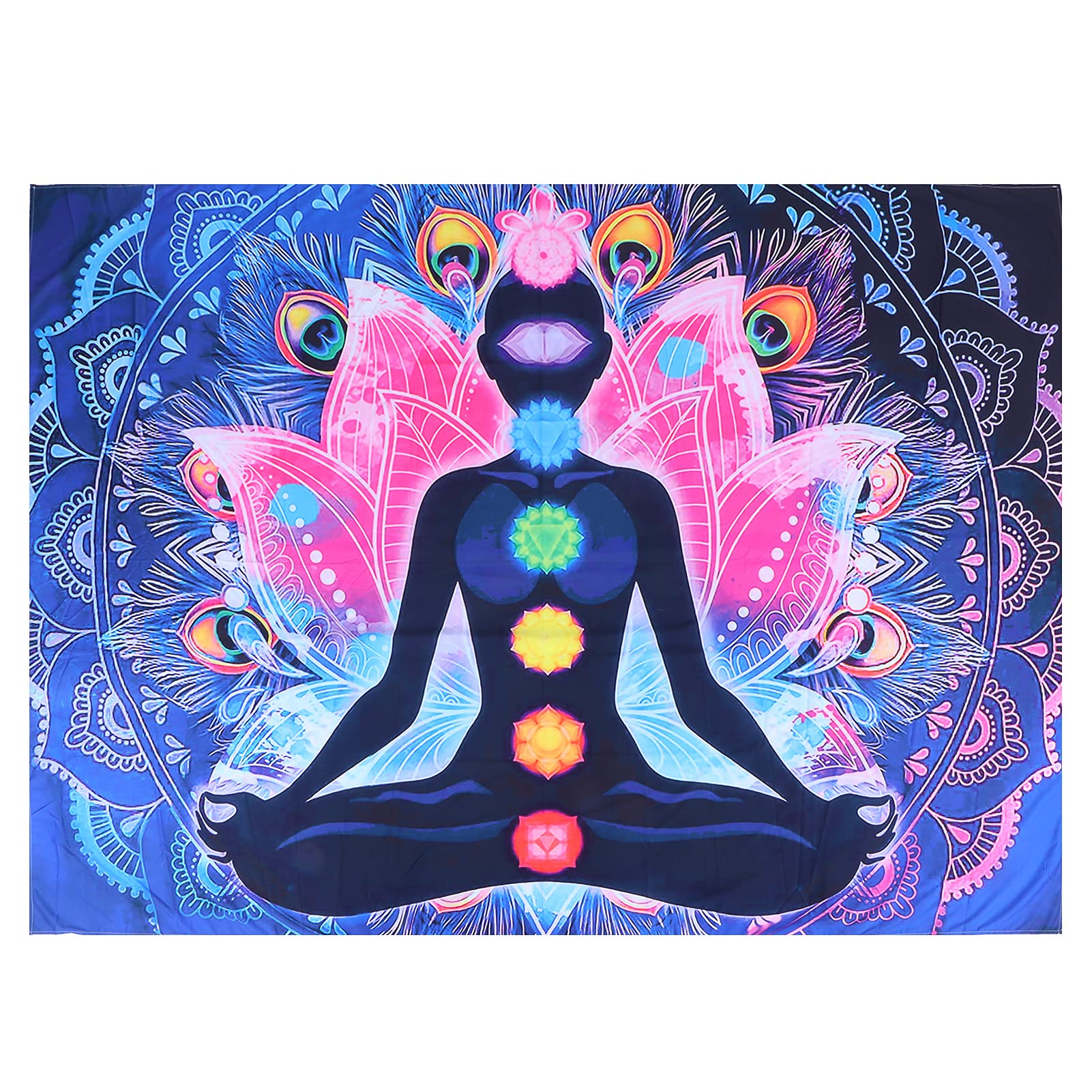AUNMAS Wall Hanging Tapestry, Seven Chakra Tapestry Blanket, Bohemian Mandala Yoga Meditation Bedroom Decoration Room Divider(150 * 150cm)