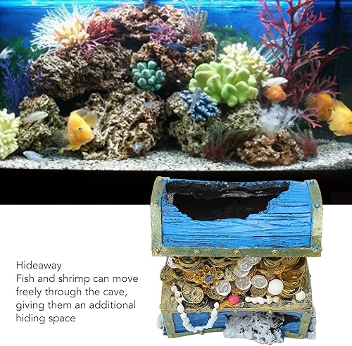 Miniatura 2 de Tnfeeon Adorno de cofre del tesoro del acuario - Escondite de decoración de pecera de resina
