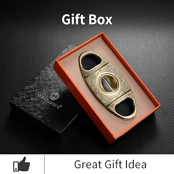 V-Cut Cigar Cutter, Sharp Blade Stainless Steel Carved Cigar Guillotine Scissors with Gift Box(Color:Silver)