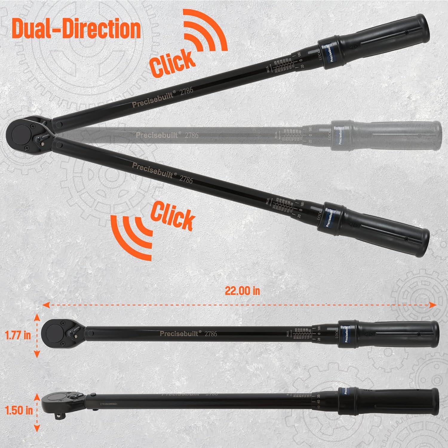 1/2" Drive 600-3000 in-lb Click Tech Torque Wrench