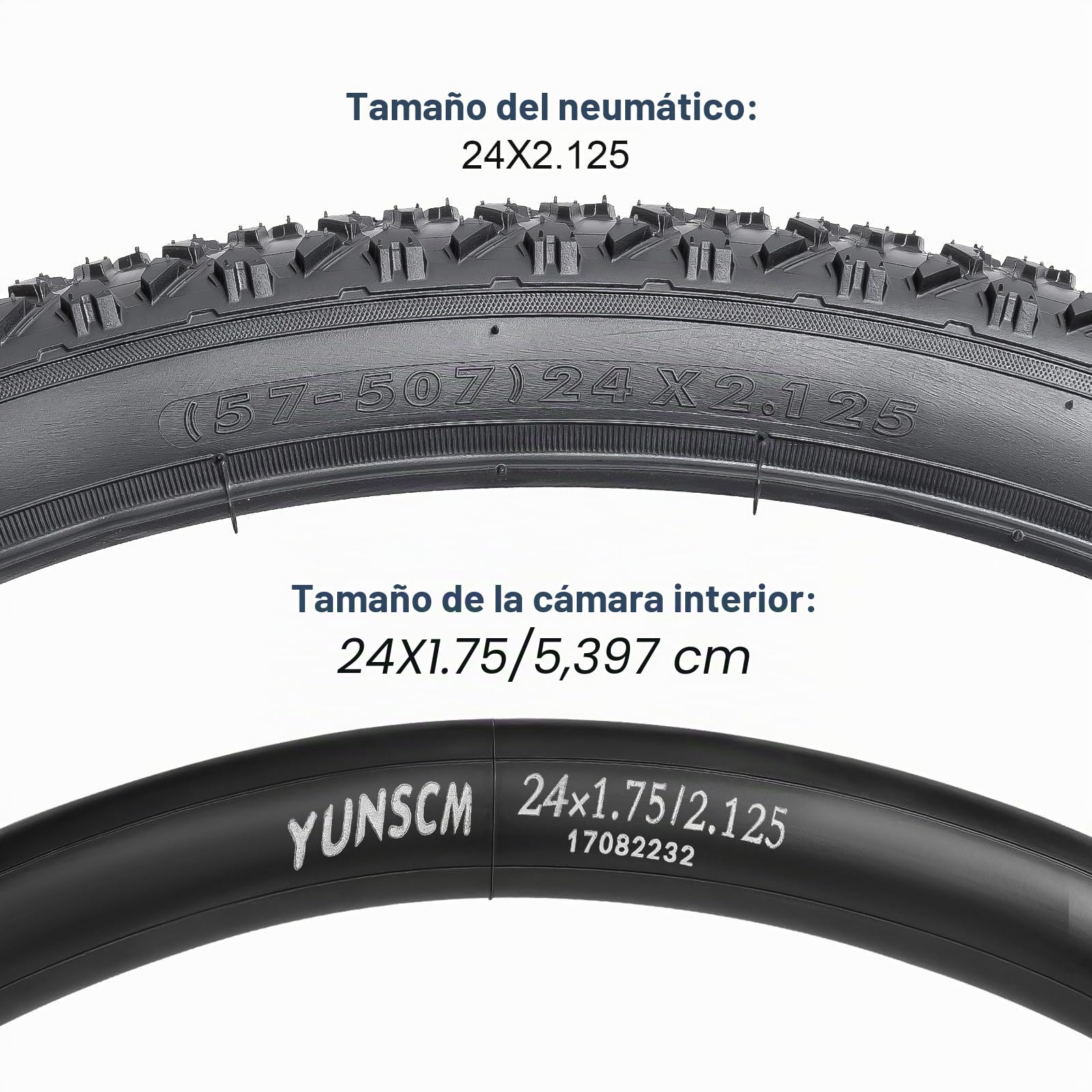 YunSCM 2Pcs Plegable 24 Pulgada Neumáticos 24x2.125 ETRTO 57-507 más 2PCS 24 Pulgada Cámara de Aire AV32mm Valve Compatible Bike 24x2.0 24x2.10 24x2.125 24x2.25 Neumáticos and Cámara de Aire