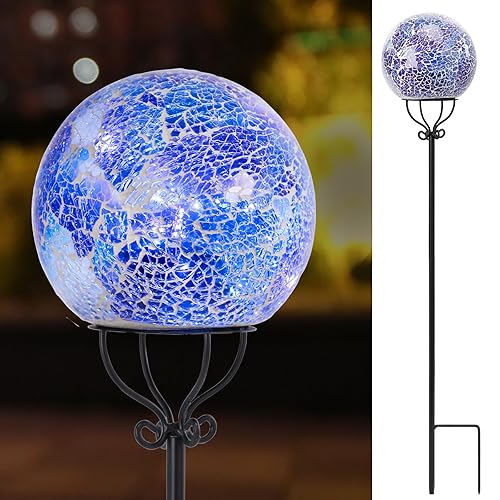 VCUTEKA Solar Outdoor Lights Garden Decor Mosaic Solar Garden Lights