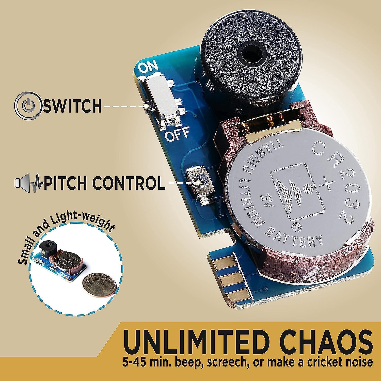 Cricket Noise Maker Prank (6 Pcs) - Long Lasting Hidden Beeping Prank Kit for Office, Home, and Gag Gifts for Adults