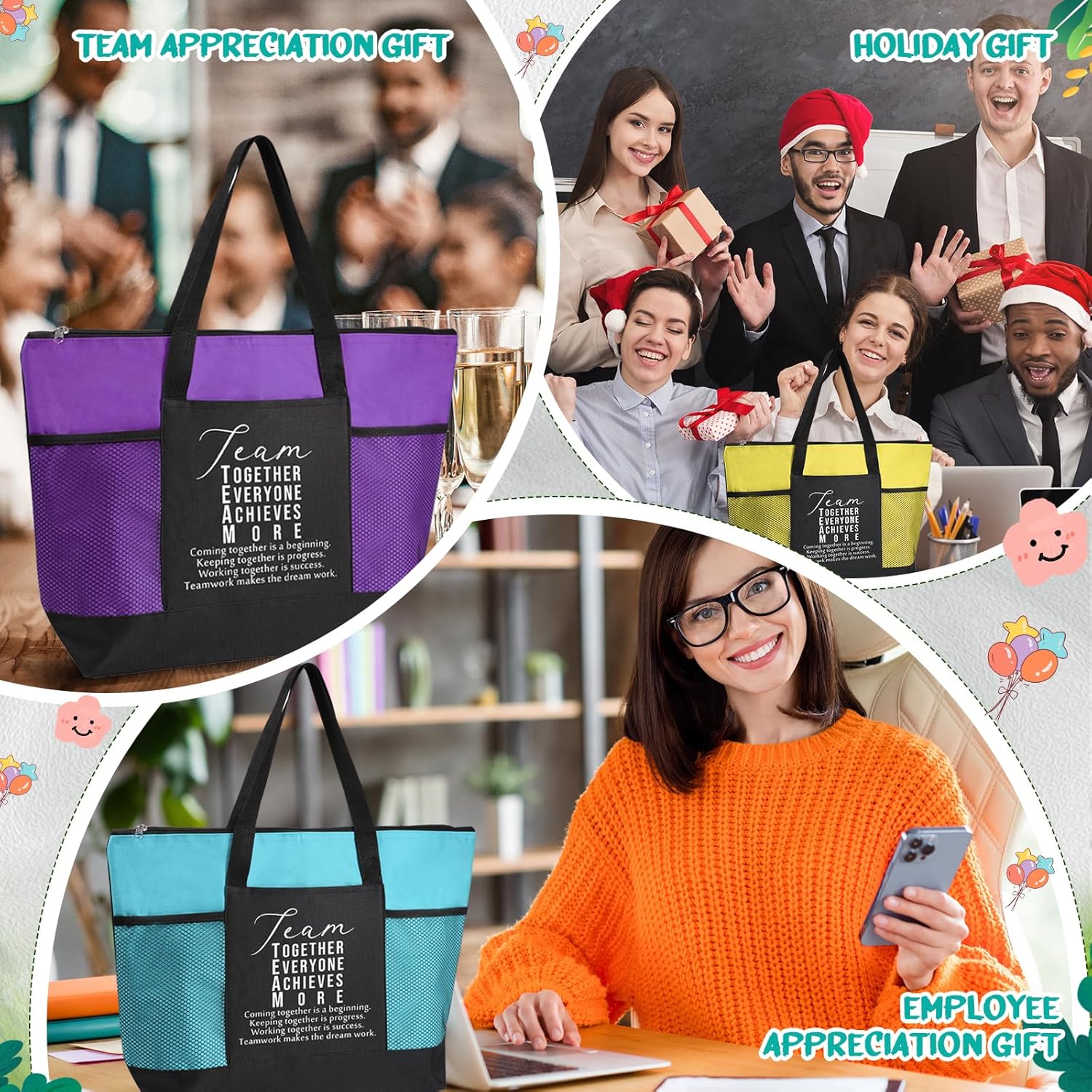 20 Pcs Team Appreciation Tote Bags Valentines Gifts for Coworker Employee Volunteers Staff Nurses Authors - Image 7