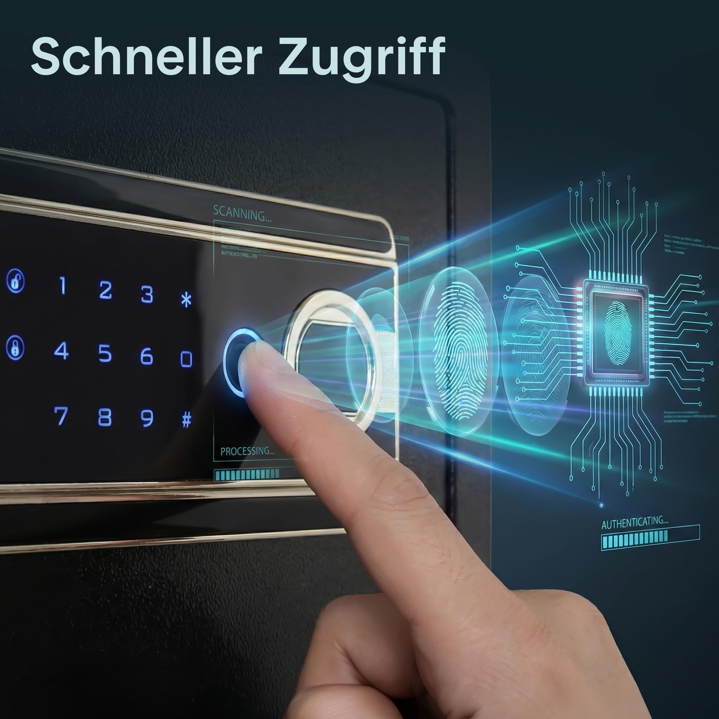 SereneLife 18L Tresor, Safe Für Zuhause Feuerfest & Wasserdicht, Digitaler Heimtresor mit Zugriff per Fingerabdruck, Möbeltresor mit Code & Schlüsseln, Safe Box für Wertsachen, Bargeld, Schmuck, Gold