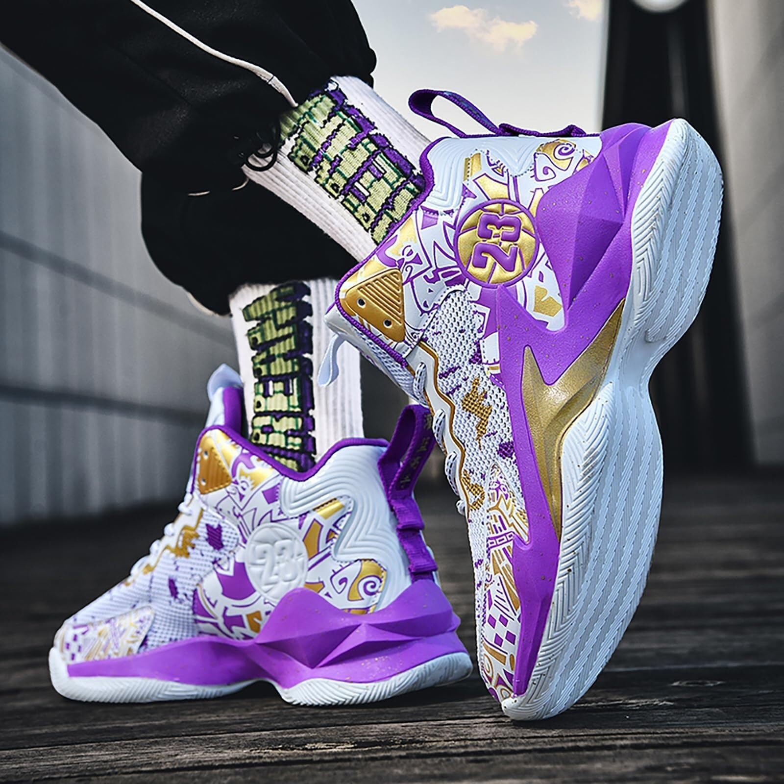 Buty do Koszykówki Unisex Podeszwa Gumowa Amortyzacja Wsparcie | Podeszwa gumowa z siateczką, grip i amortyzacja; wysoka cholewka stabilizuje kostkę na sport i na co dzień
