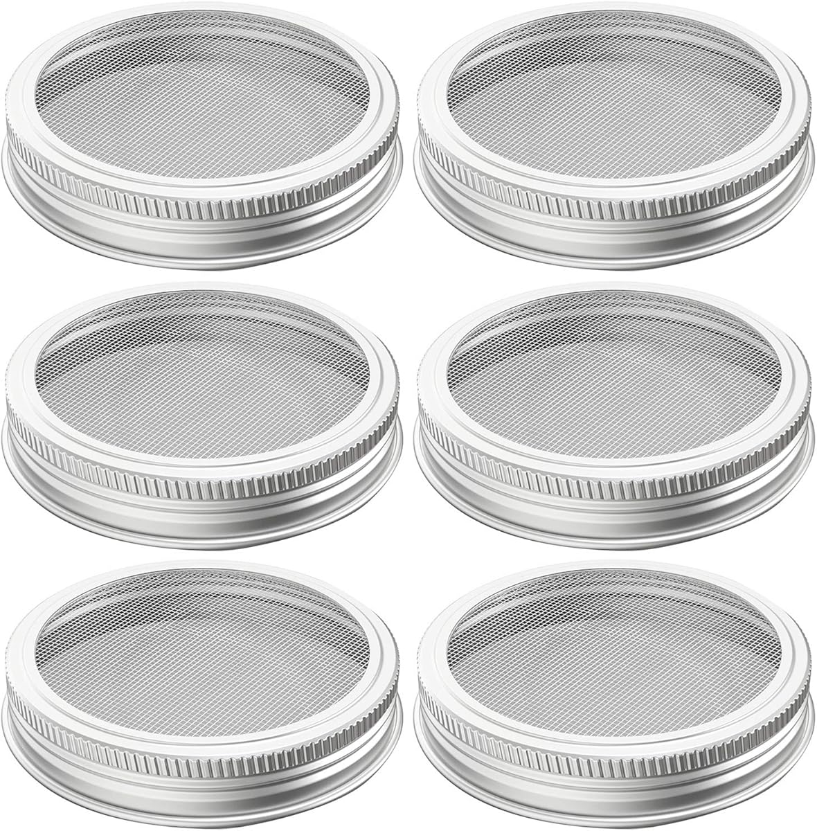 304 Stainless Steel Sprouting Lids for Wide Mouth Mason Jars and Making Organic Sprout Seeds 6 Pcs