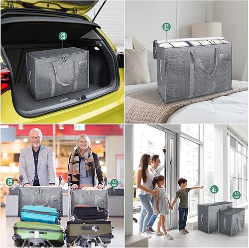 Miniatura 7 de BALEINE Bolsas de mudanza con asas reforzadas, bolsa de almacenamiento resistente debajo de la cama para cajas de mudanza, ropa, viajes (28 galones,