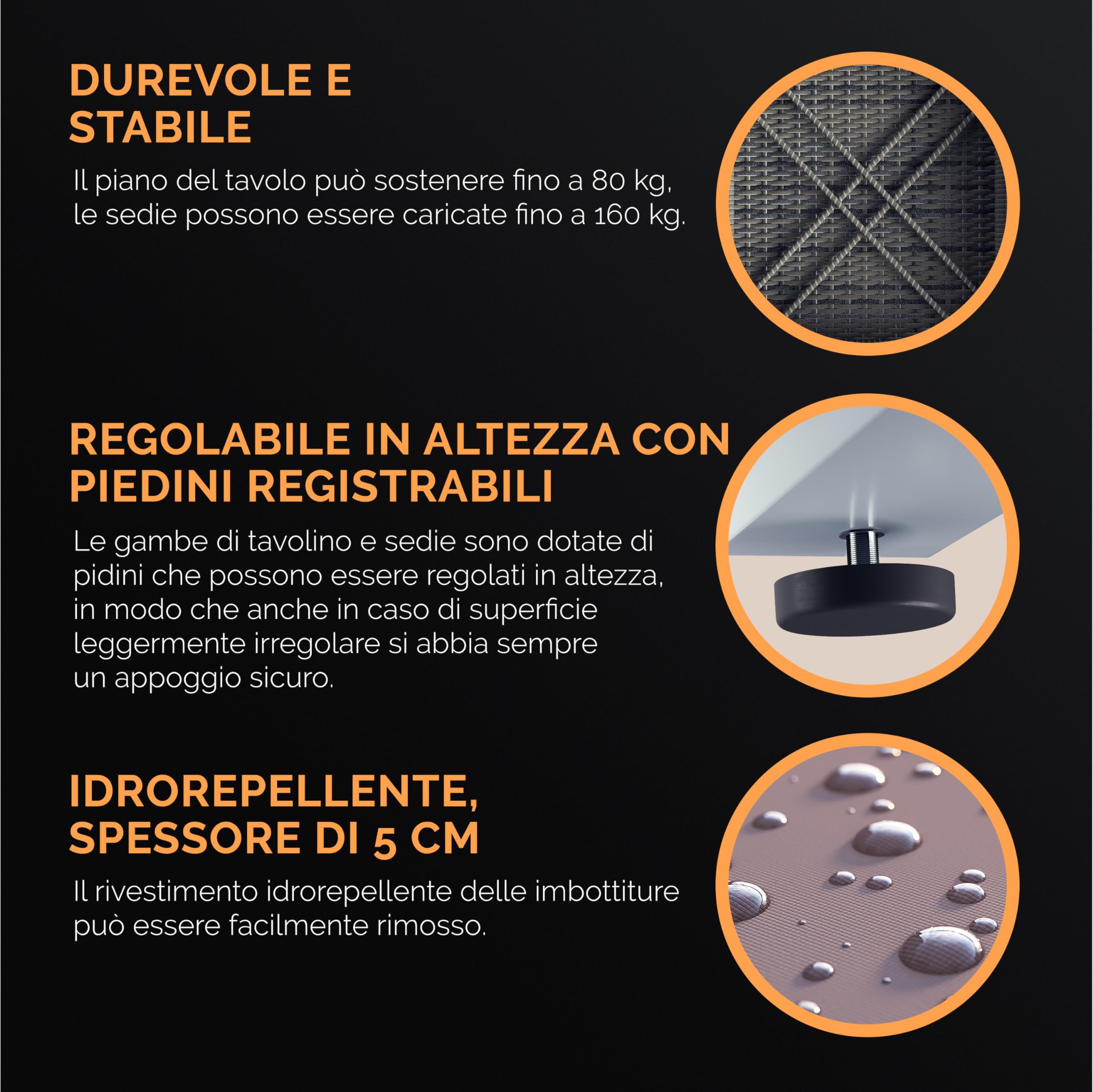 Casaria Mobili Giardino Polyrattan Robusto Tavolo WPC 160kg 2 Sedie Regolabili Cuscini Terrazza Balcone Lounge Set