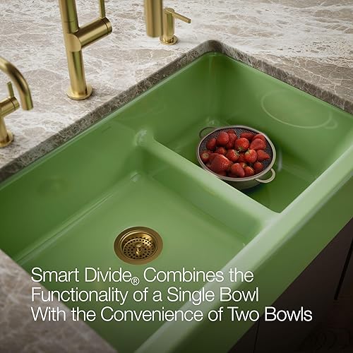 Vista 88 de Kohler Fregadero de la granja Kohler Whitehaven, Frente al delantal altos, K-6489-0, Blanco