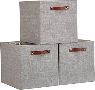 DECOMOMO Cubby Storage Bins | 13x15x13inch Fabric Storage Cubes for Kallax Shelves Cloth Nursery Decorative with Handles (...