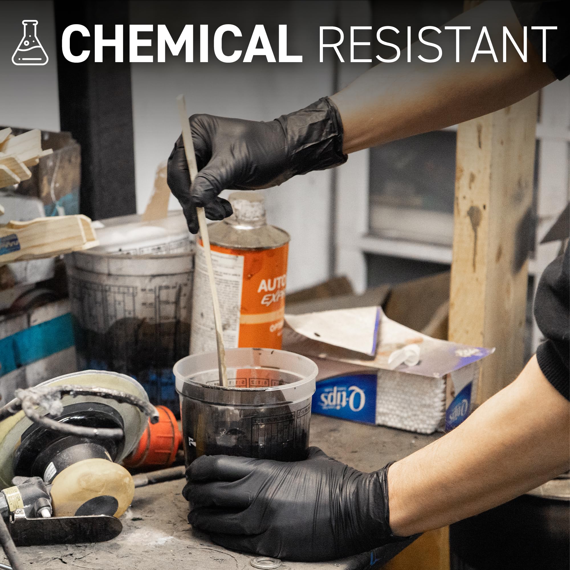 72HRS Black Nitrile Gloves, Disposable Gloves-6mil, Rubber/Latex Free, Gants Jetables, Gants Nitrile, Chemical Resistant - 4