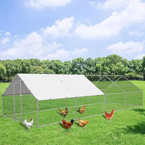 NUGRIART Jaula grande de metal para aves de corral, gallina y pato, con cubierta impermeable y anti-UV, conejos galvanizados, jaula en forma de