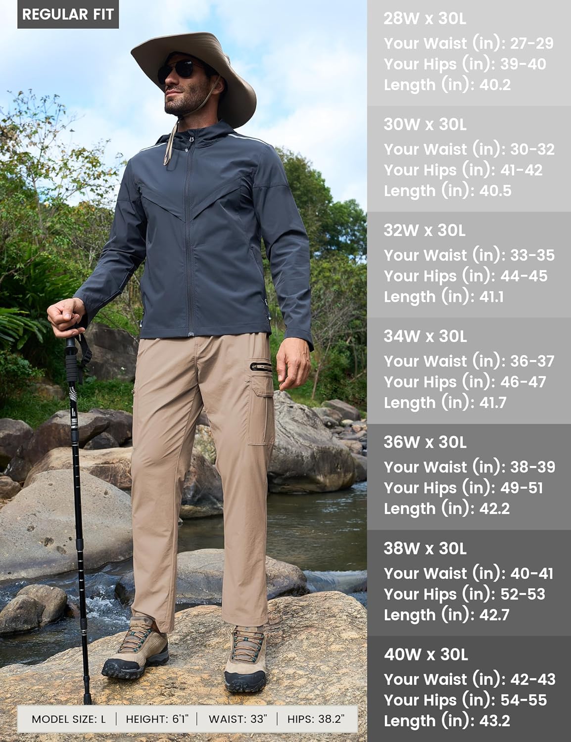 MOURCE Hiking Pants Men Lightweight Quick-Dry - Water Resistant Stretch Travel Pants with 7 Pockets for Outdoor Fishing - Image 7