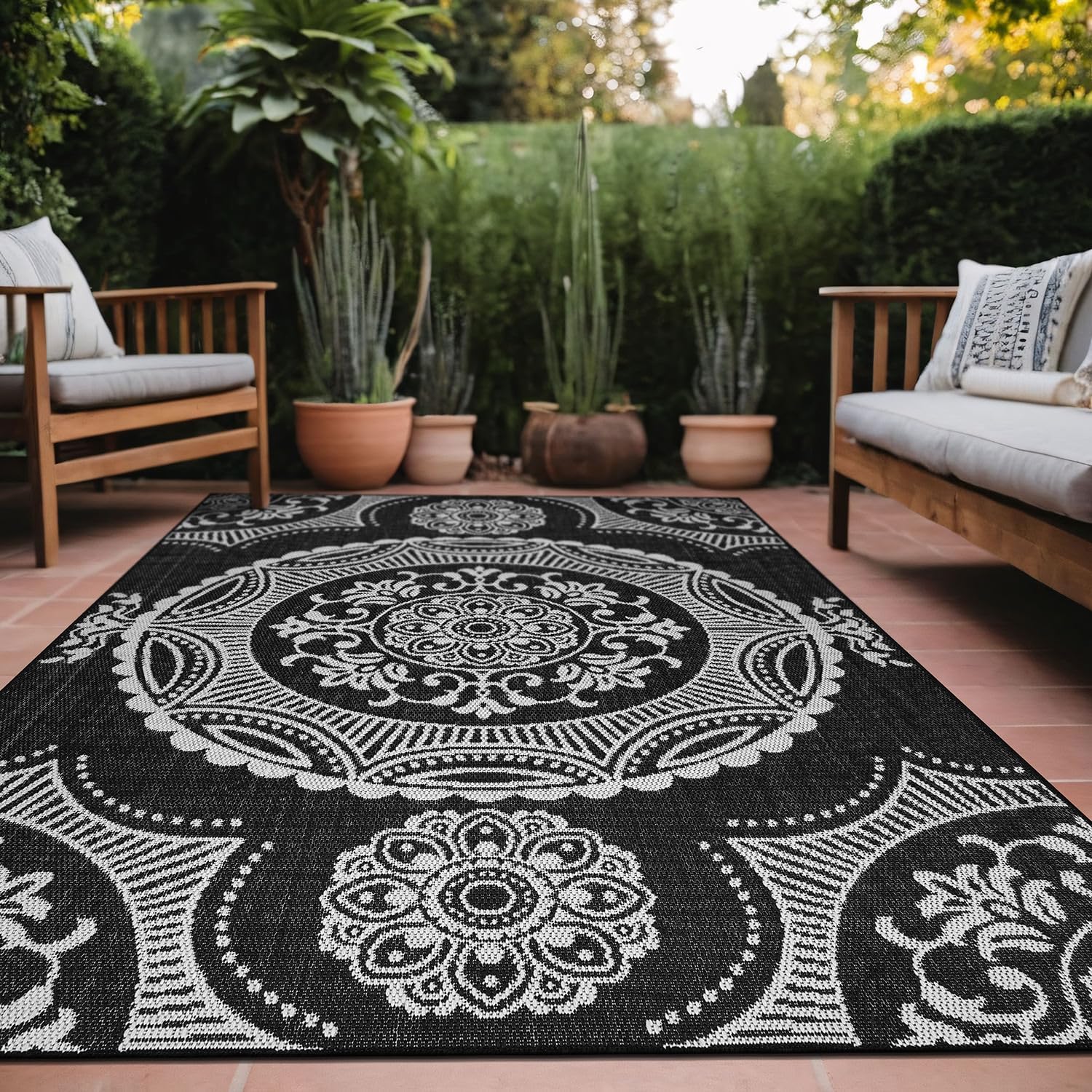 Amazon.com: Lena Rug Washable Indoor Outdoor Rug Weather Resistant ...