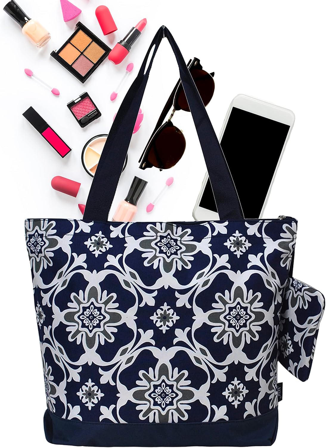 NGIL Medium Top Zipper Closure Canvas Tote Bag with Attached Matching Coin Purse For Moms and Nurses - Image 7