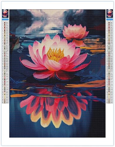 Lotus On The Water - Impresionantes kits de pintura de diamantes de imitación para adultos, 5D DIY redondo, punto de cruz, bordado de diamantes de