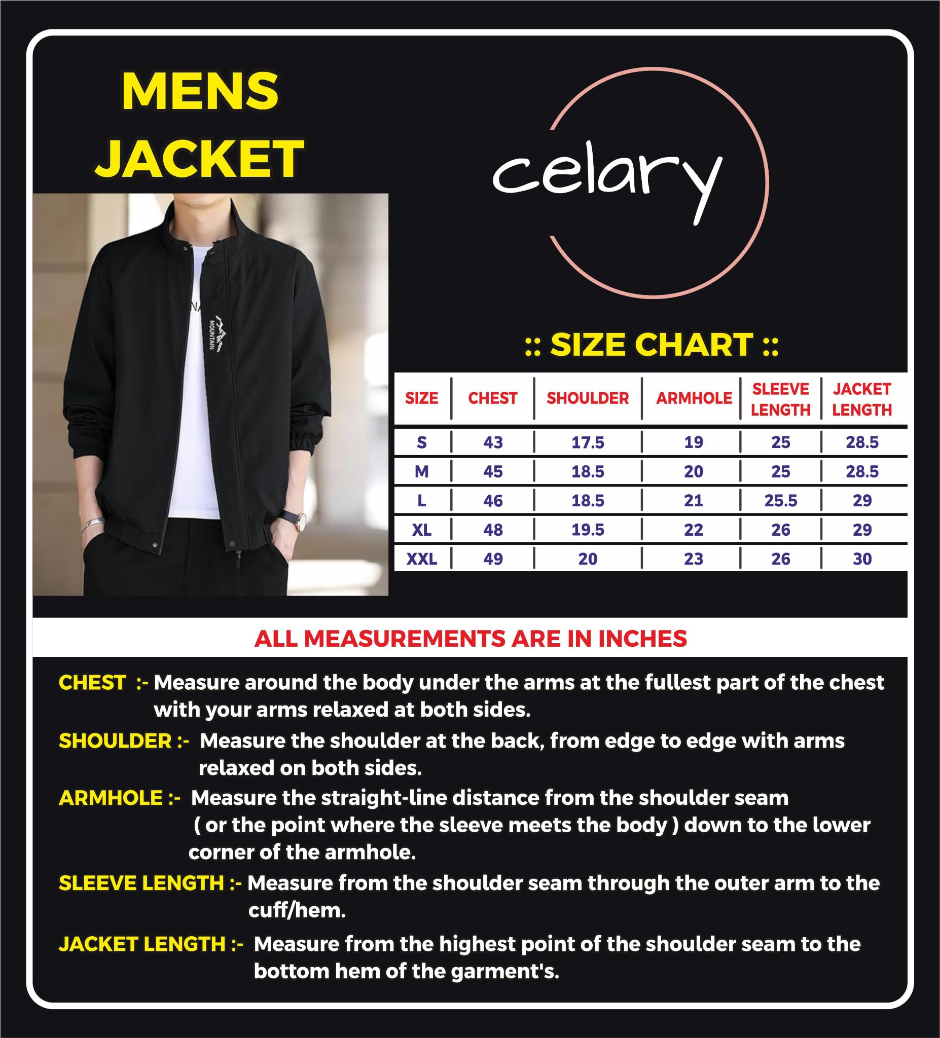 Celary Men's Bomber Jacket | Lightweight Casual Zip-Up Jacket | Stylish Slim Fit Outerwear for All Seasons