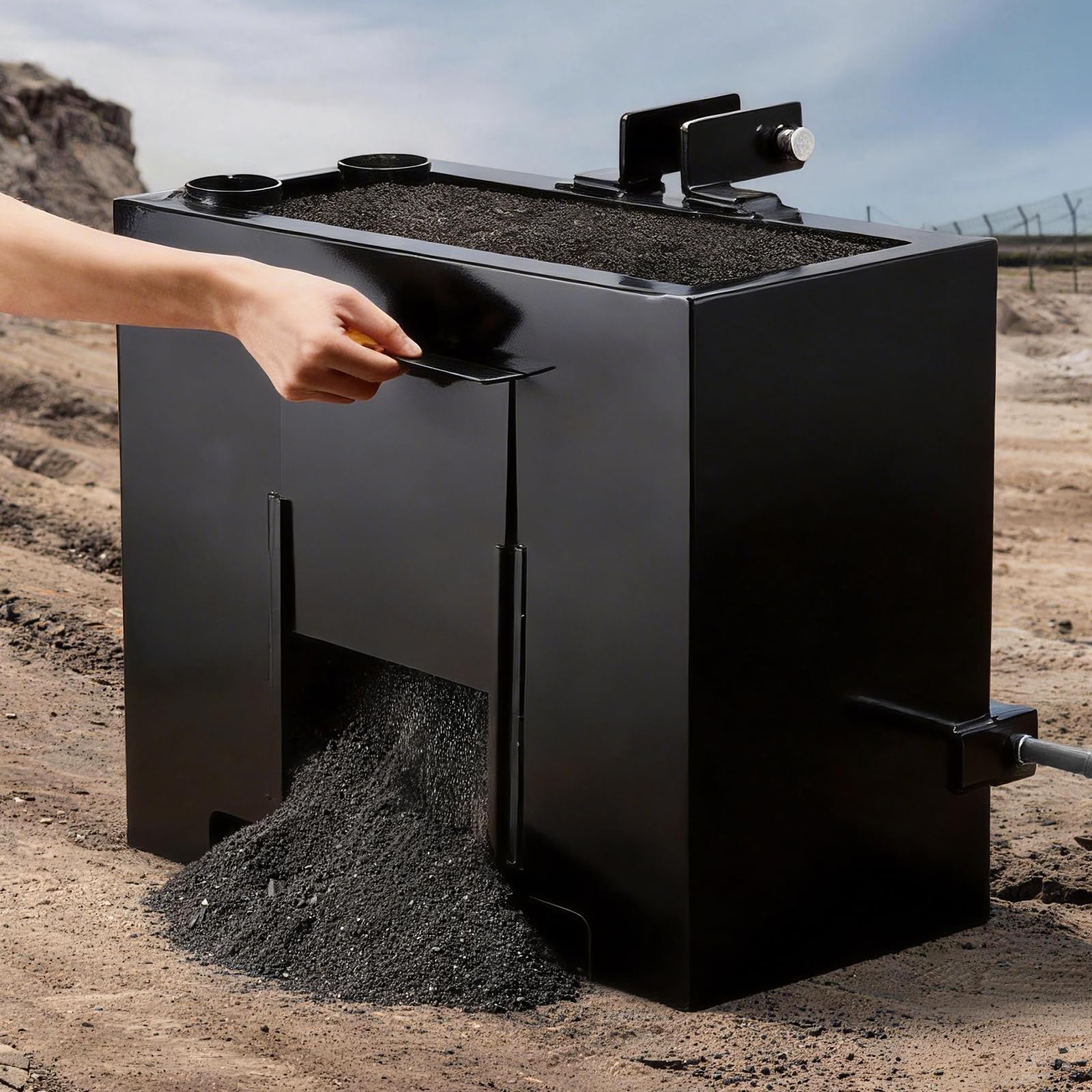 VEVOR Ballast Box, 3-Point Category 1 Tractor Ballast of 800 lbs Capacity, with Standard 2 Inch Hitch Receiver, Heavy-Duty Steel 3.2 ft³ Large Volume Durable Loader Attachment with Sliding Door, Black