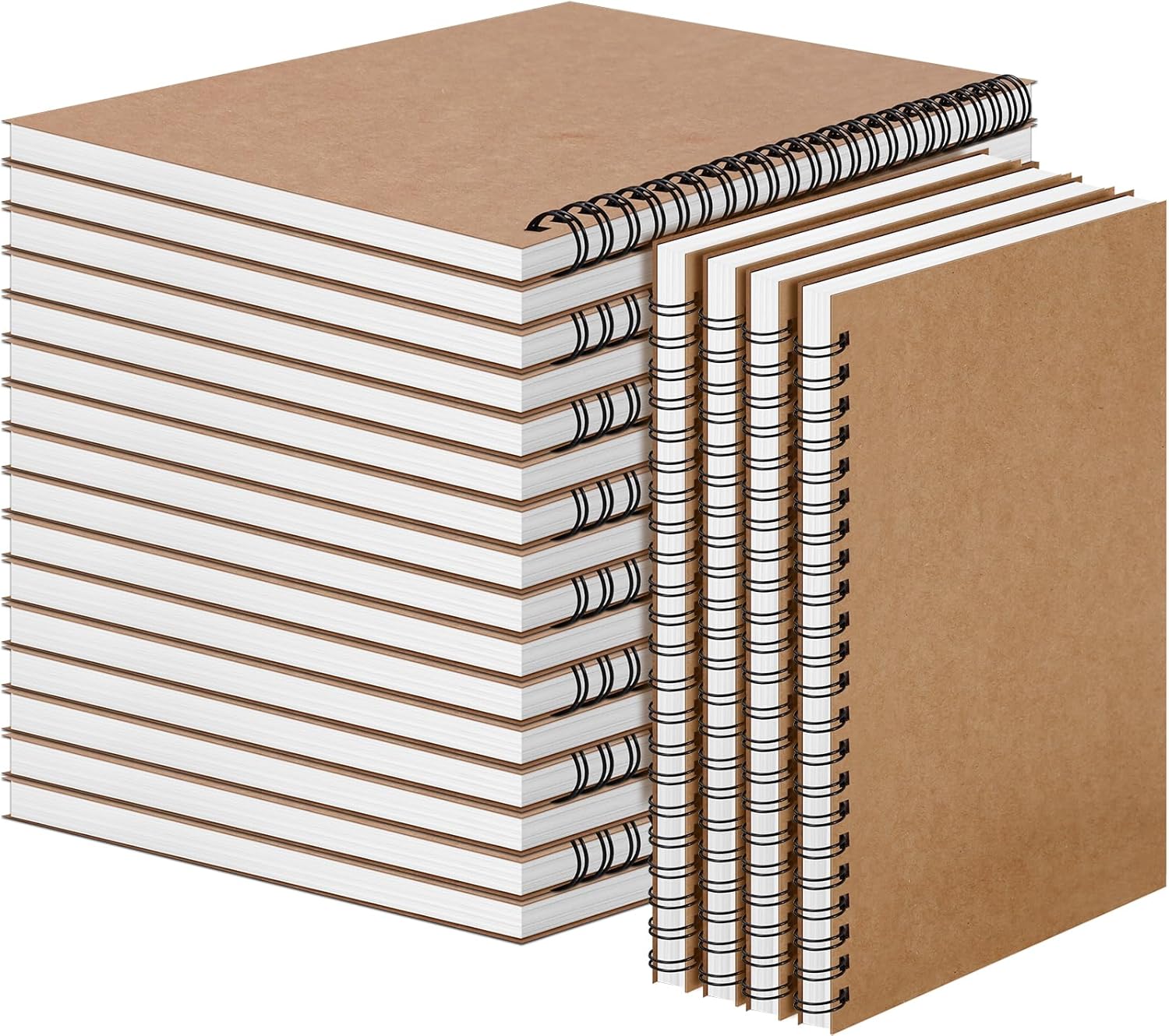 20 Pcs Spiral Notebooks A5 Lined Spiral Notebooks, Brown Kraft Softcover Journals 60 Sheets Each, College Ruled Notebooks for Work, Study, Notes Taking, Bulk Pack