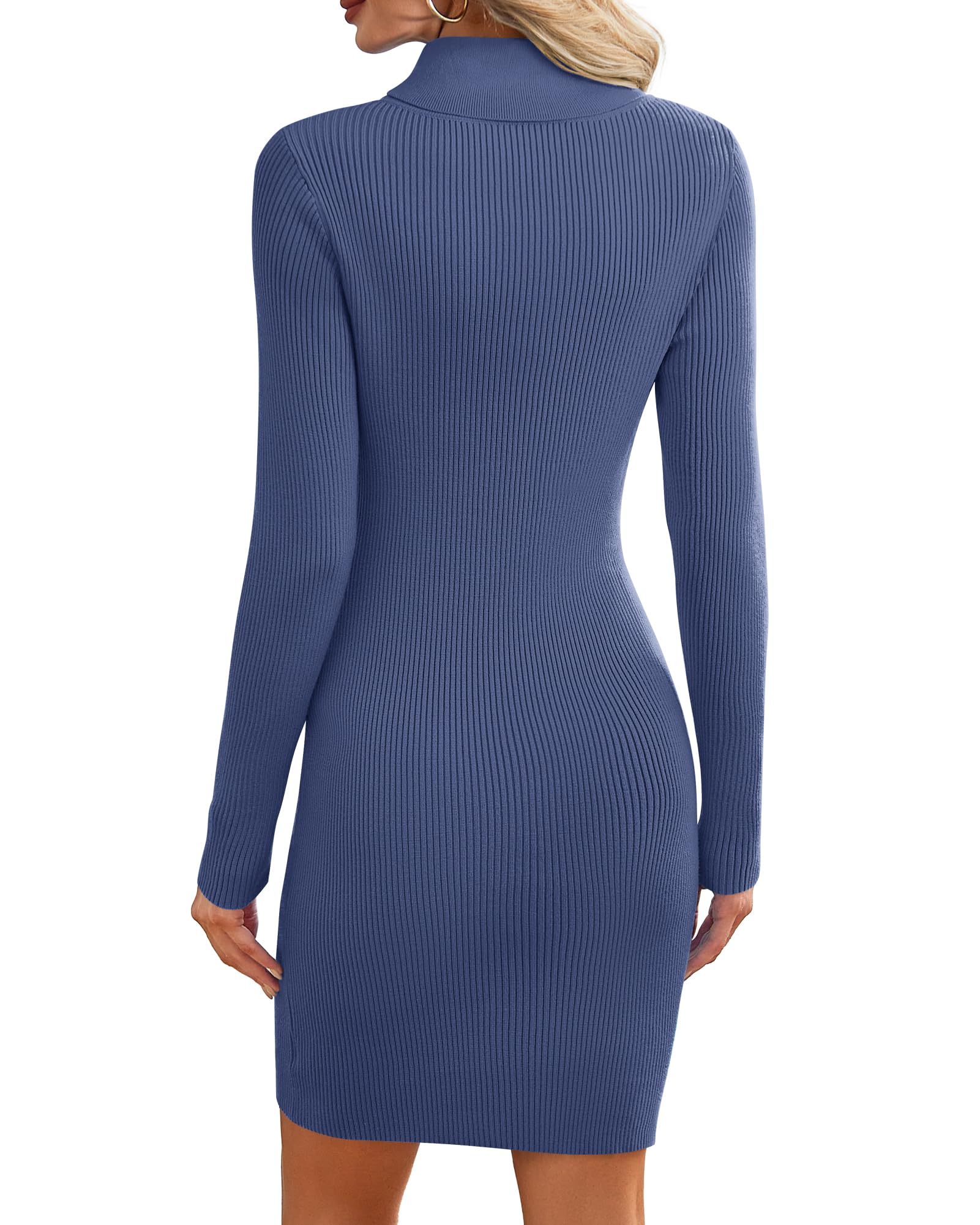 AUSELILY Robe d'hiver moulante en tricot à col roulé pour femme | Robe d'automne côtelée à manches longues, élégante