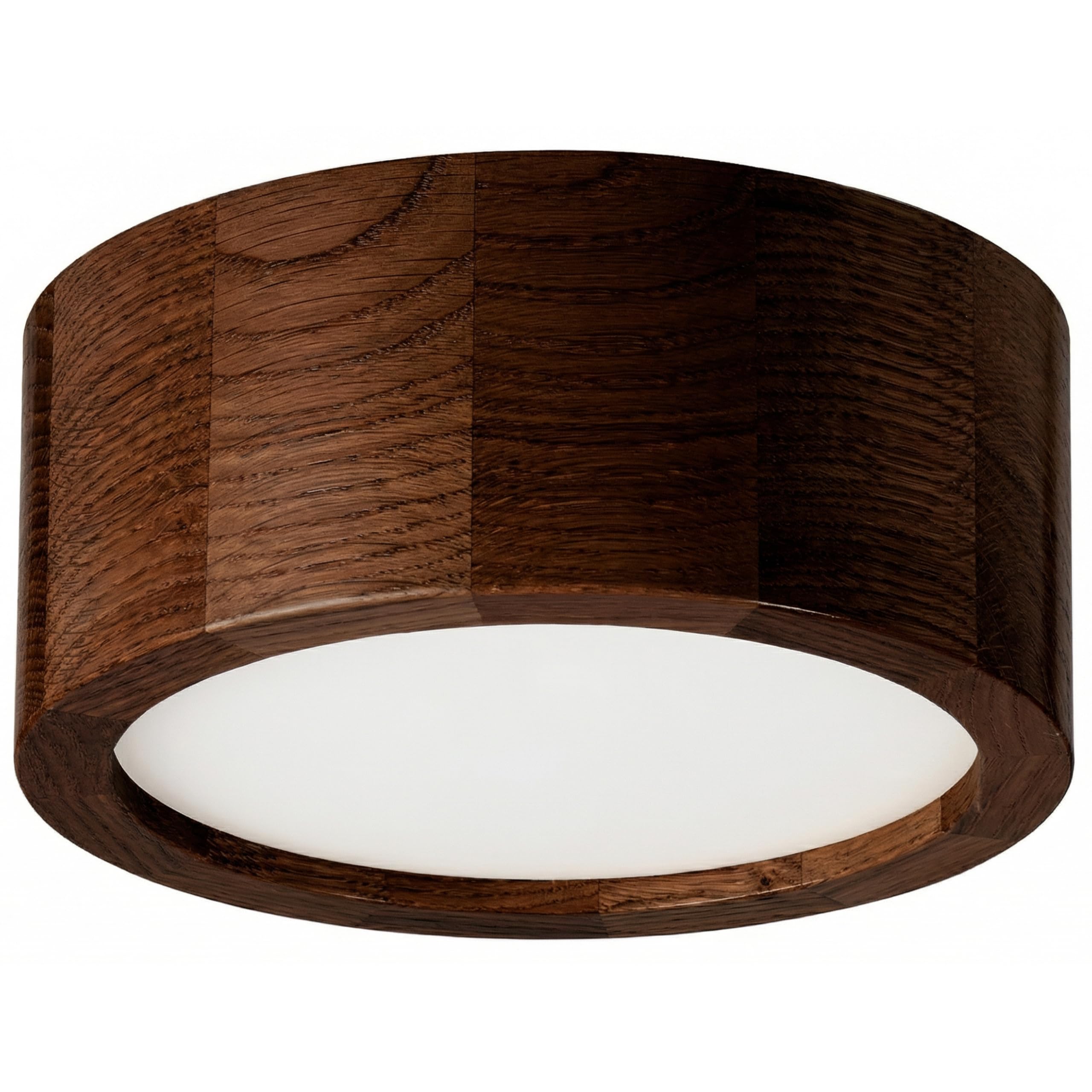 STOLARNIA PIKA Lampe Holz - Rund Modern Holzlampe 1xE27 (20 cm) - Deckenlampe Dunkle Eiche - Natur Kleine Deckenleuchte für Schlafzimmer, Wohnzimmer, Flur, Küche - Stilvolles Design Eichenholz - LEJA