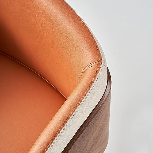 Miniatura 55 de ARTPLAN Uphoolsted - Silla de comedor moderna de mediados de siglo, piel sintética con nogal, silla con brazo acentuado, silla de estar con pies de