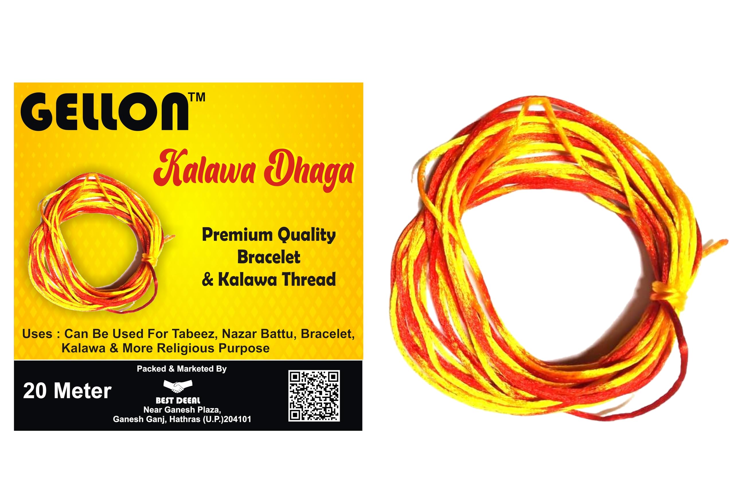 Gellon Kalawa – Moli – Mauli – Kalava – Chaddi Nada – Thread Roll – Sacred Thread Shudh Dhaga Red & Yellow Color – Raksha Sutra for Kids Men & Women – Dora for Nazar Battu Bracelet Pack of 20 Meter (B0CDTZ9543) Amazon Price History, Amazon Price Tracker