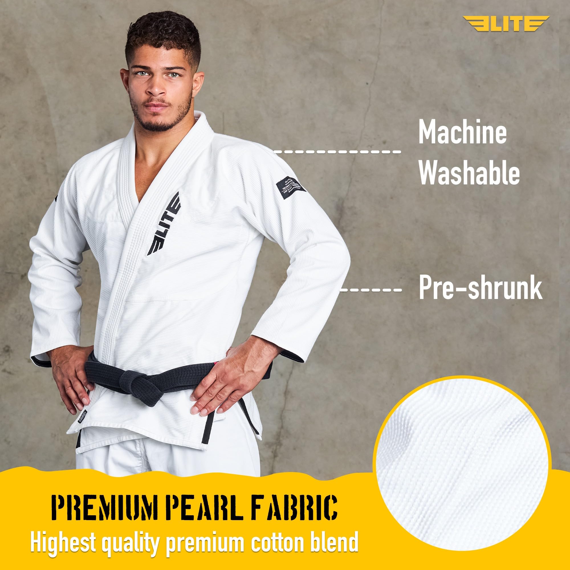 Elite Sports BJJ kimono dla mężczyzn IBJJF Kimono BJJ Jiujitsu GIS z niekurczliwą tkaniną i paskiem (patrz specjalny przewodnik po rozmiarach)