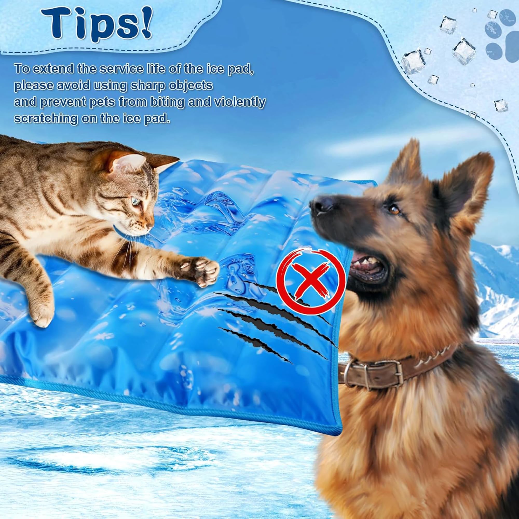 Tappeto Refrigerante Cane,Lettino Cane Estivo,Tappetino autorefrigerante per gatto,Tappetino rinfrescante per Cani e Gatti,antigraffio,durevole.per Cani,Gatti, Animali Domestici (L(60X45cm))