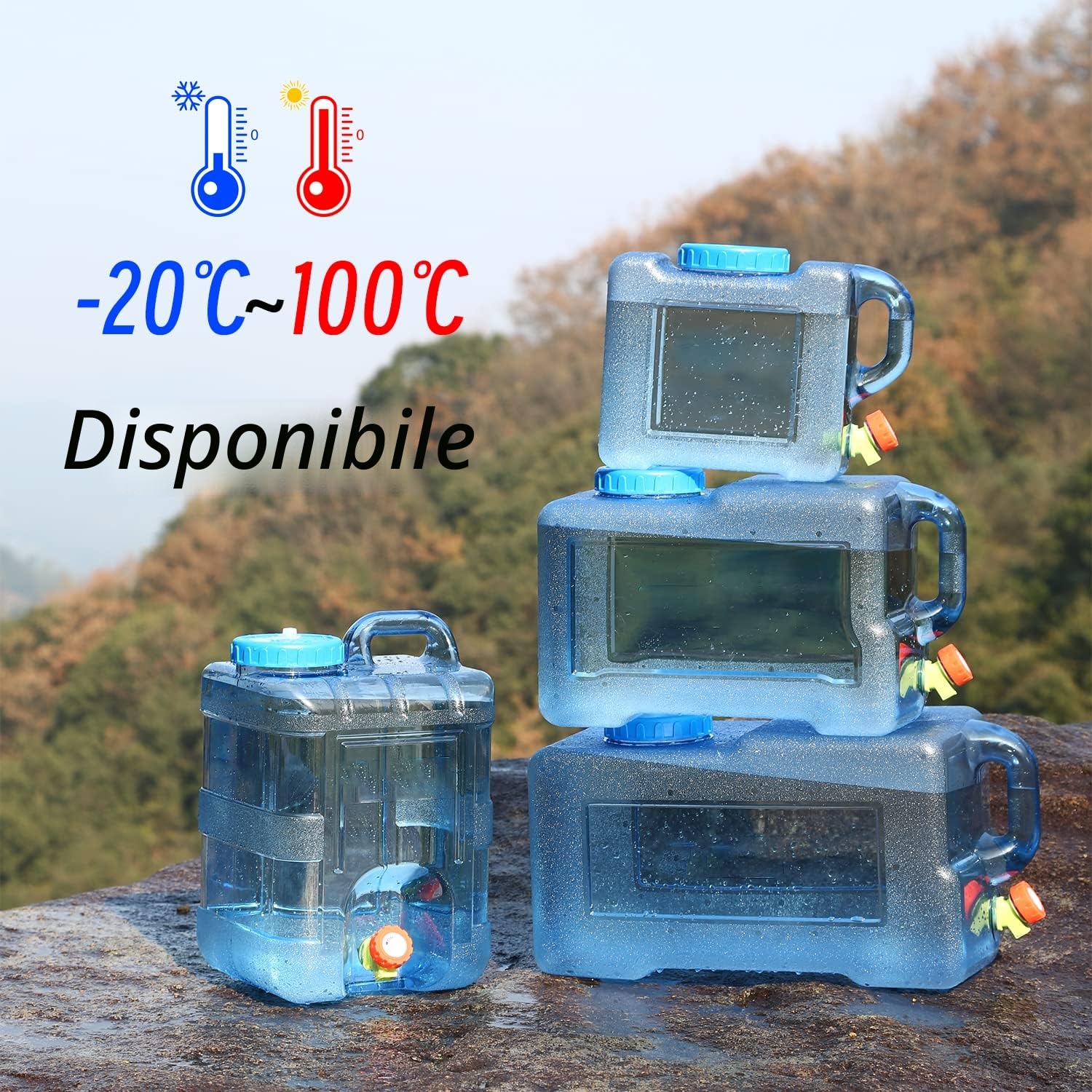 Tanica per Acqua con Rubinetti, 5~22L Tanica Acqua in Plastica, Tanica per Acqua da Campeggio, Serbatoio Acqua Campeggio per Cucina, Camper, furgoni, Camion, Campeggio, Scuola