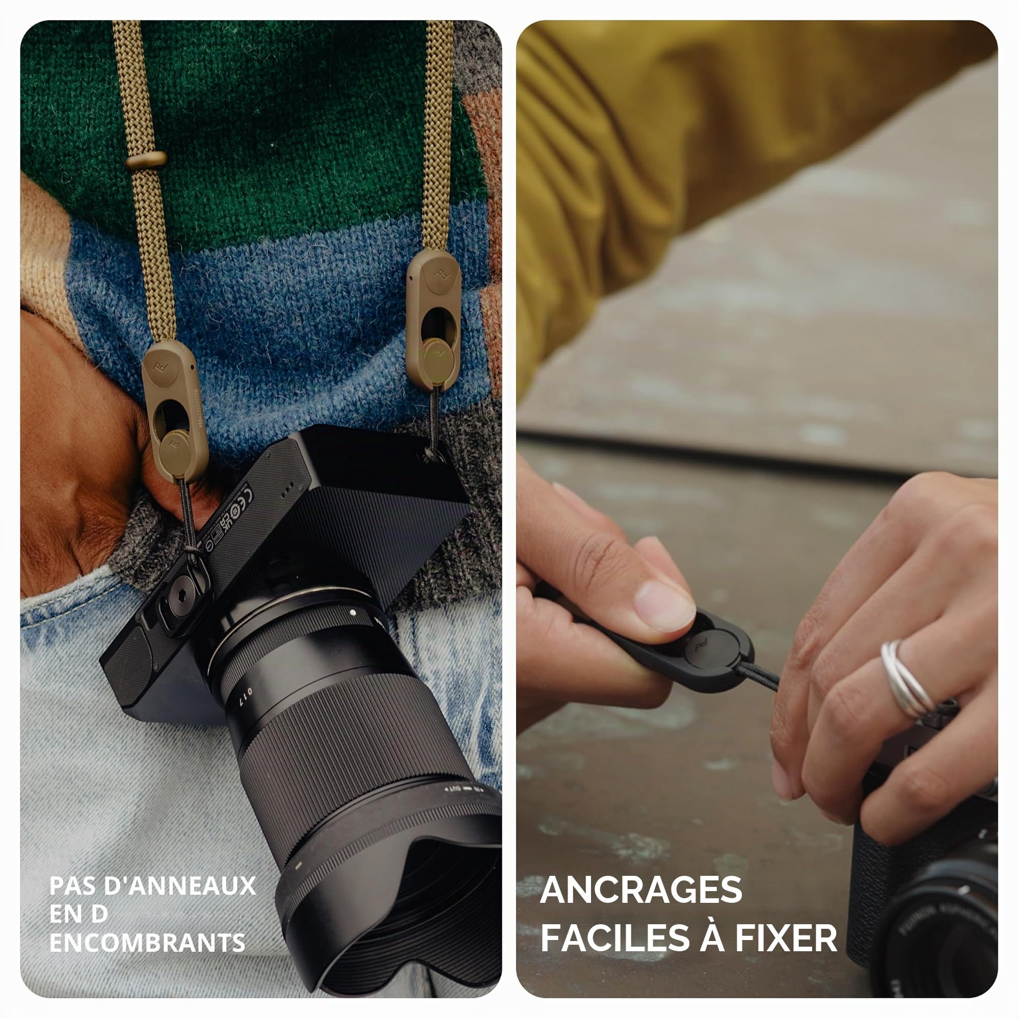 Peak Design Form Cuff Rope Sangle de poignet pour appareil photo numérique Compatible avec appareil photo reflex numérique Capacité 90,7 kg