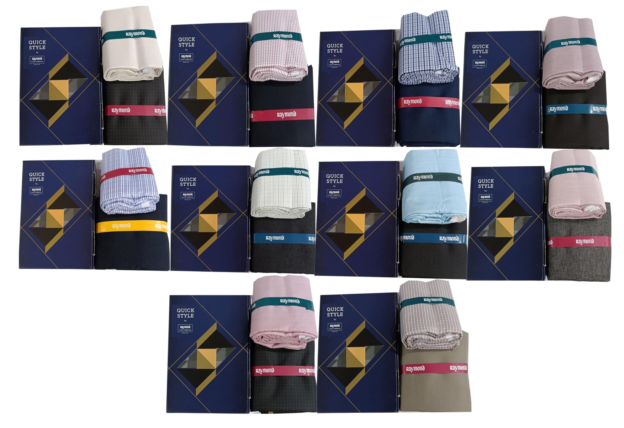 raymond fabrics Raymond Quick Style Unstitched Shirt Pant Combo Pack of 10 | Premium Poly-Viscose Blend | Assorted Colors & Patterns | Formal & Casual Wear Fabric Set for Men-picture-13
