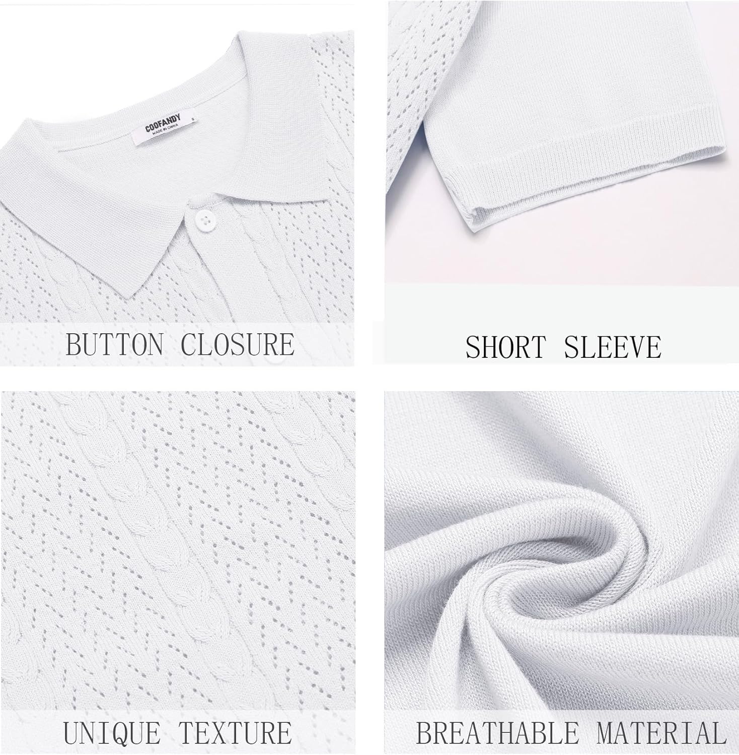 COOFANDY Men's Short Sleeve Knit Button Down Shirts Vintage Polo Shirt Casual Summer Beach Tops - Image 5