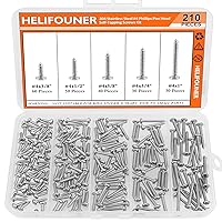 Vista 8 de Juego de 250 tornillos para madera Phillips Pan Head Autorroscantes #2 x 1/4" 3/8" 1/2" 5/8" 3/4", kit surtido de 250 tornillos autorroscantes