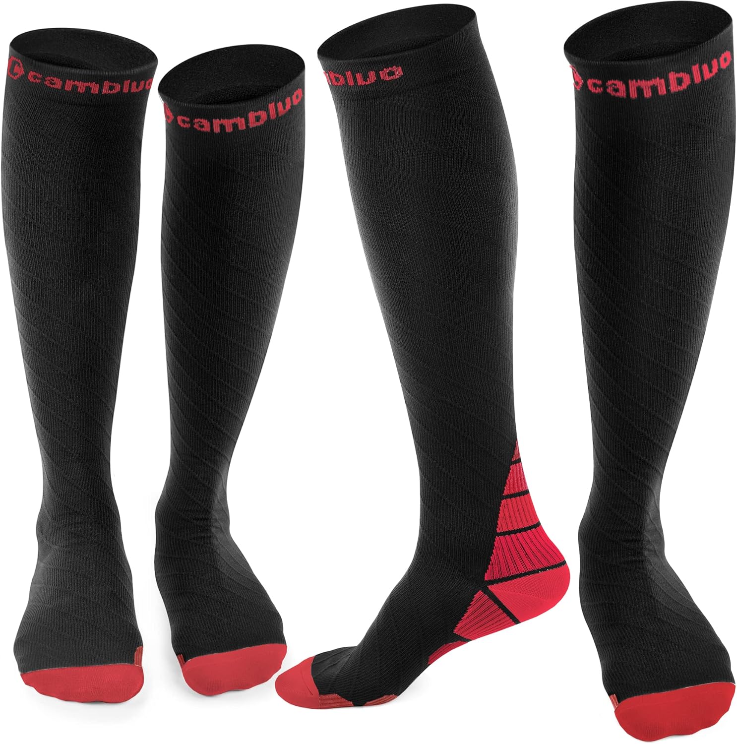 CAMBIVO 2 Pares Medias de Compresion Mujer y Hombre, Calcetines Compresion Mujer Hombre, Calcetines Compresivos Enfermera para Running, Trabajo, Ciclismo, Trotar, Correr, Deporte, Volar