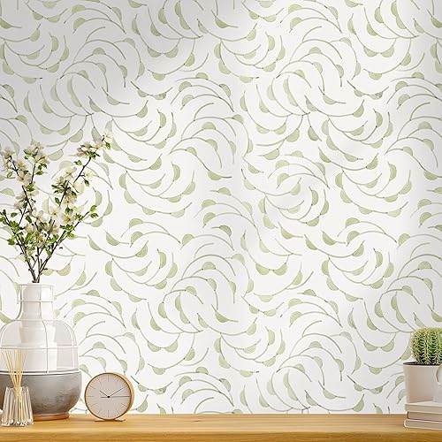 WENMER Papel tapiz autoadhesivo para despegar y pegar, papel tapiz de hojas de 17.7 x 118 pulgadas, papel de contacto bohemio geométrico extraíble,