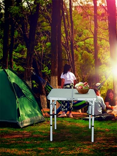 Miniatura 2 de Mesa pequeña plegable de aluminio portátil de 2 pies mesa plegable para exteriores ligera altura ajustable para campamento picnic cocina playa 2