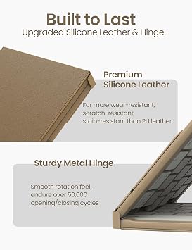 Nillkin Foldable Bluetooth Keyboard Folding with Touchpad & Number Pad, Portable Wireless Full Size Travel Keyboard with Trackpad for PC Laptop iPad Tablets Smartphone, Silicone Leather Cover, Khaki