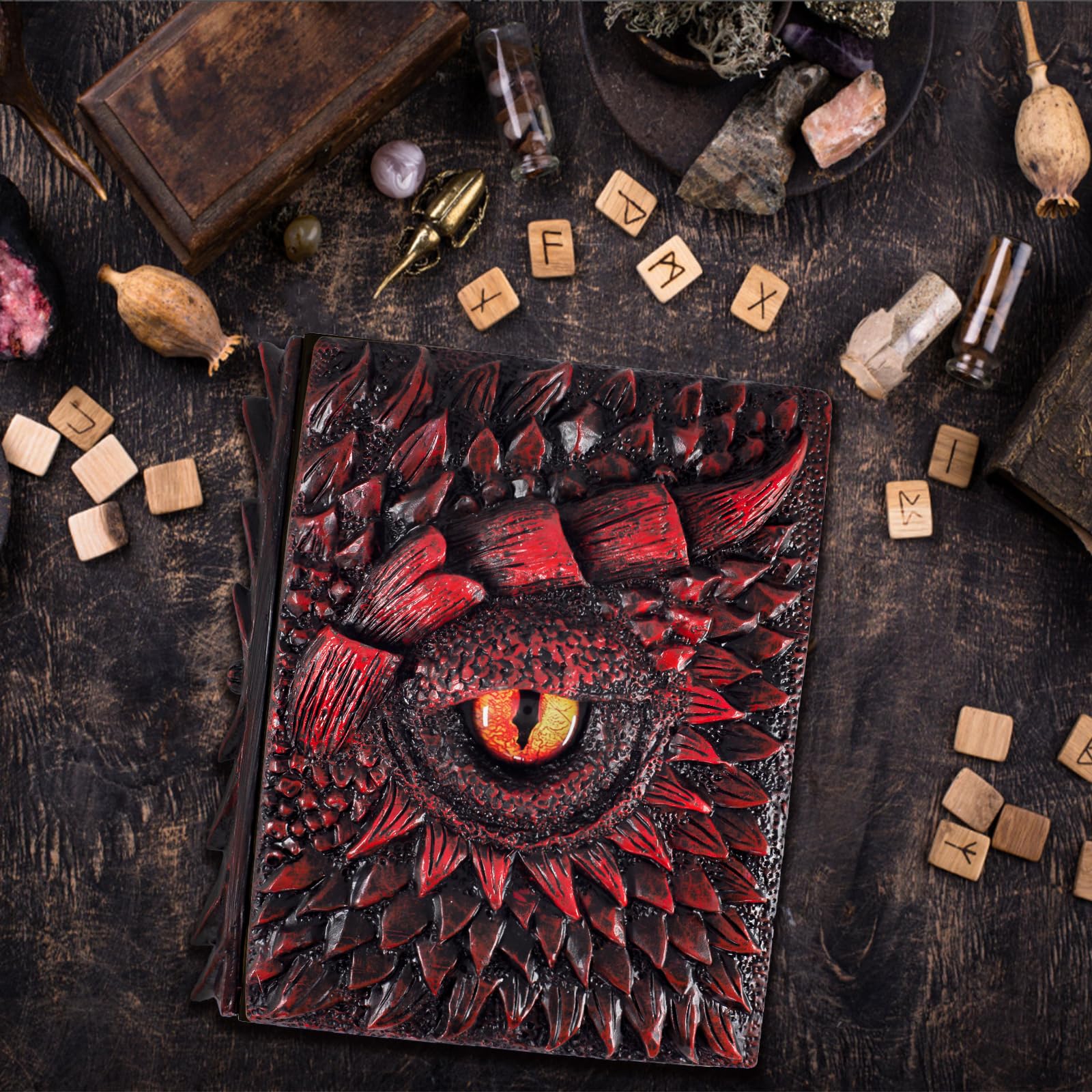 Sammelkarten-Binder, 3D-Drachenauge, geprägt, passend für 400 Karten, Kartensammler, Albumhalter, mit 50 abnehmbaren Hüllen, Spielzeug, Geschenke für Jungen und Mädchen, Rot
