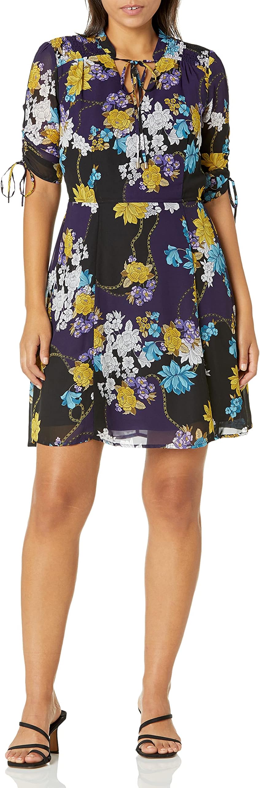 womens printed chiffon dress Business Casual Dress