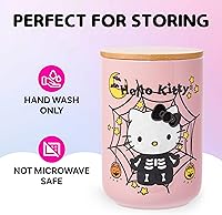 Vista 4 de Silver Buffalo-Tarro de cerámica para dulces, galletas o aperitivos con tapa hermética de bambú, de Hello Kitty, de Sanrio, con disfraz de esqueleto