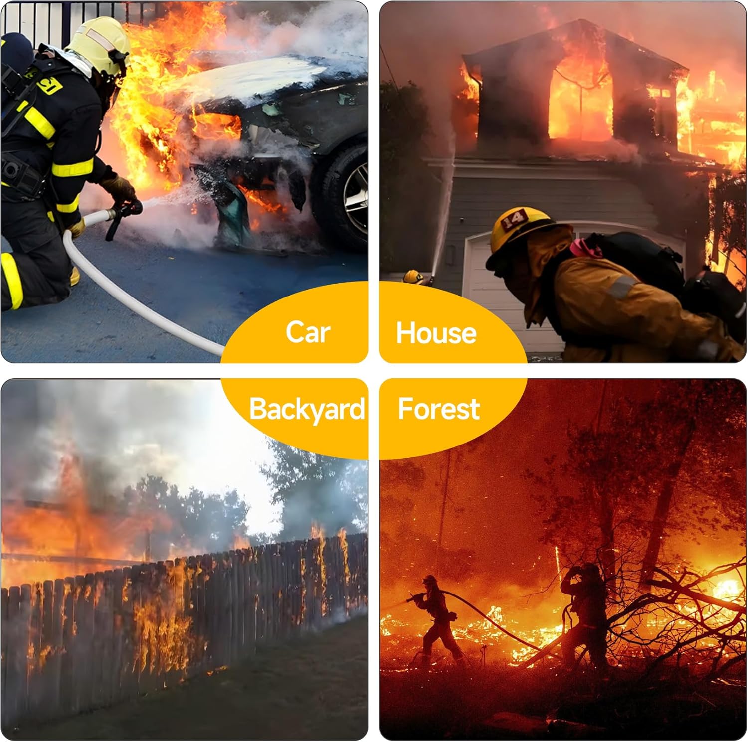 EPDM Fire Hose, 50 FT x 1-1/2" ID Firehose, White Industrial Hose - NST/NH Couplings, Lay Flat Water Hose+Brass Coupling, Outer White Staple Fiber, for Using in Firefighting, Home, Garden