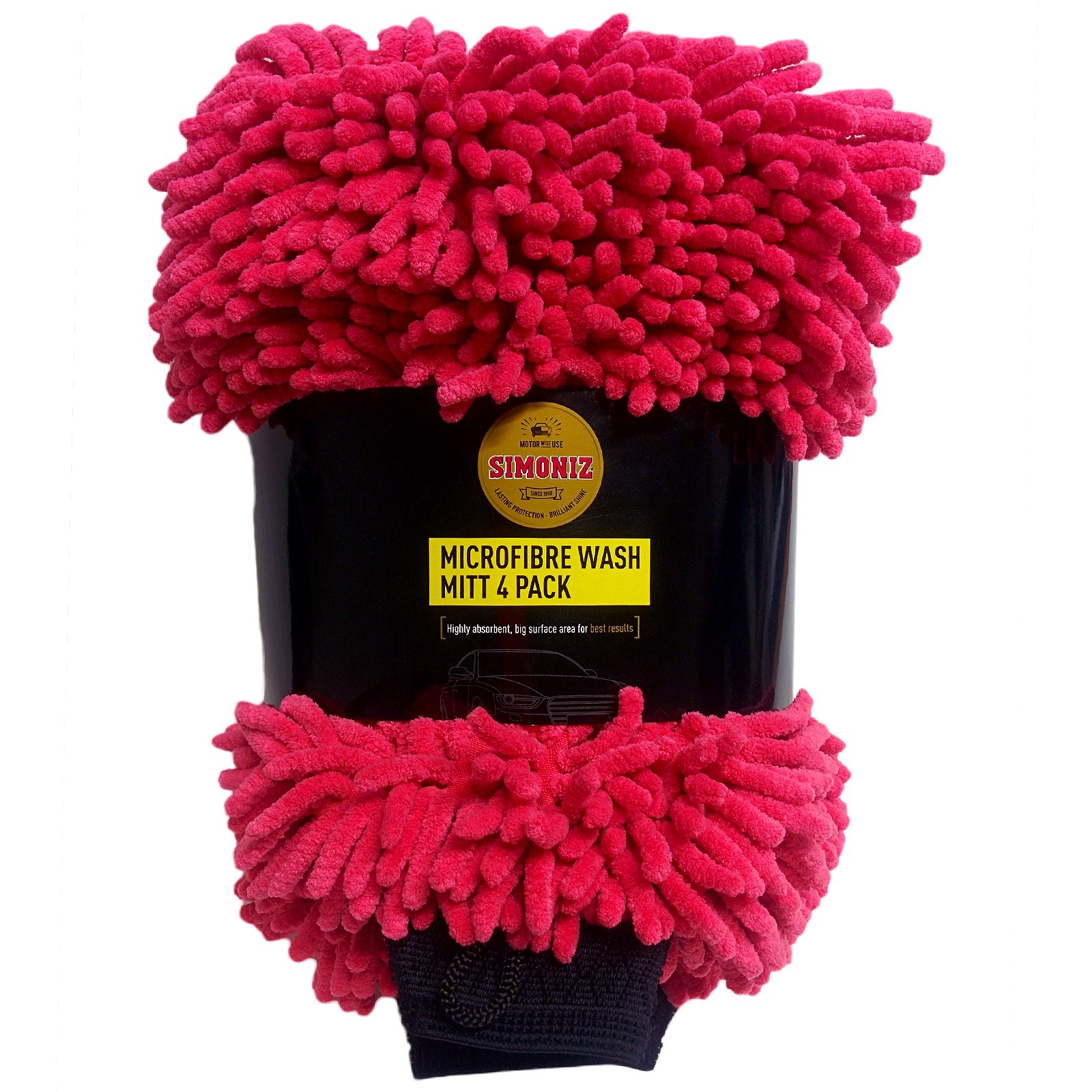 Simoniz Premium Highly Absorbent Microfibre Noodle Wash Mitt 4 Pack