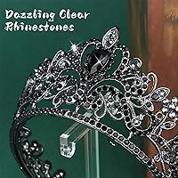 Vista 3 de CIEHER Corona pequeña negra para niñas, tiara de princesa, decoración de pastel de cumpleaños