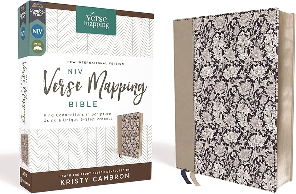 NIV, Verse Mapping Bible, Leathersoft, Navy Floral, Comfort Print